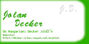 jolan decker business card